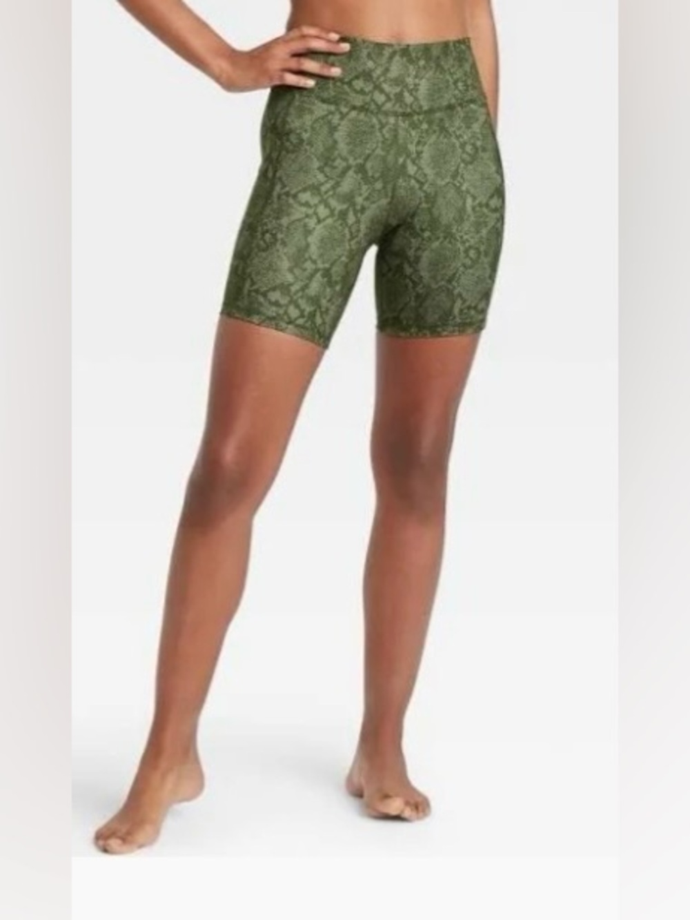 NEW All in MotionOlive Snake-Print High-Waist Bike Shorts sz small